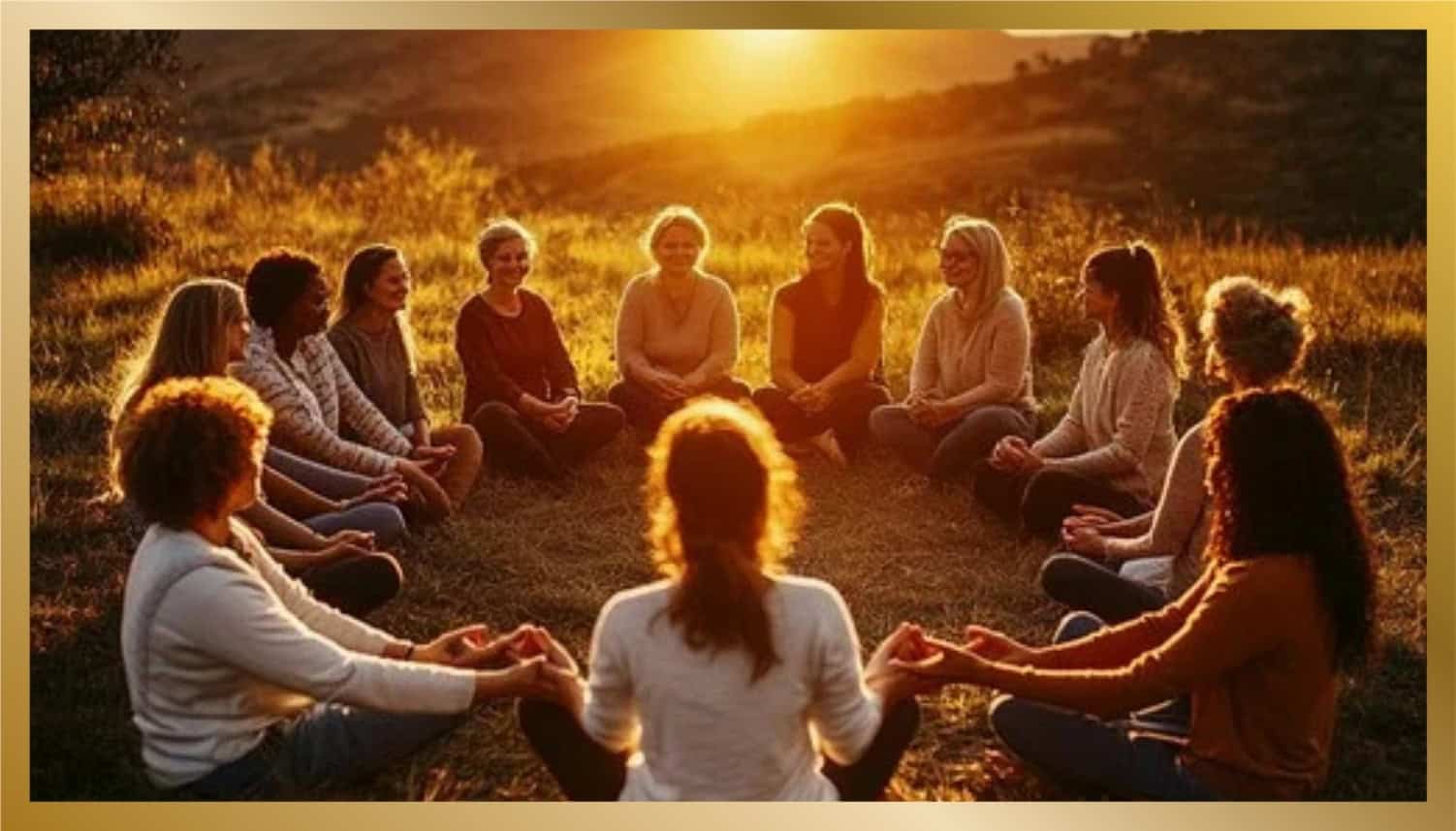 Ladies in a circle surrounded by afternoon sun