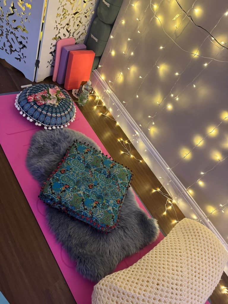 Relaxing yoga set up