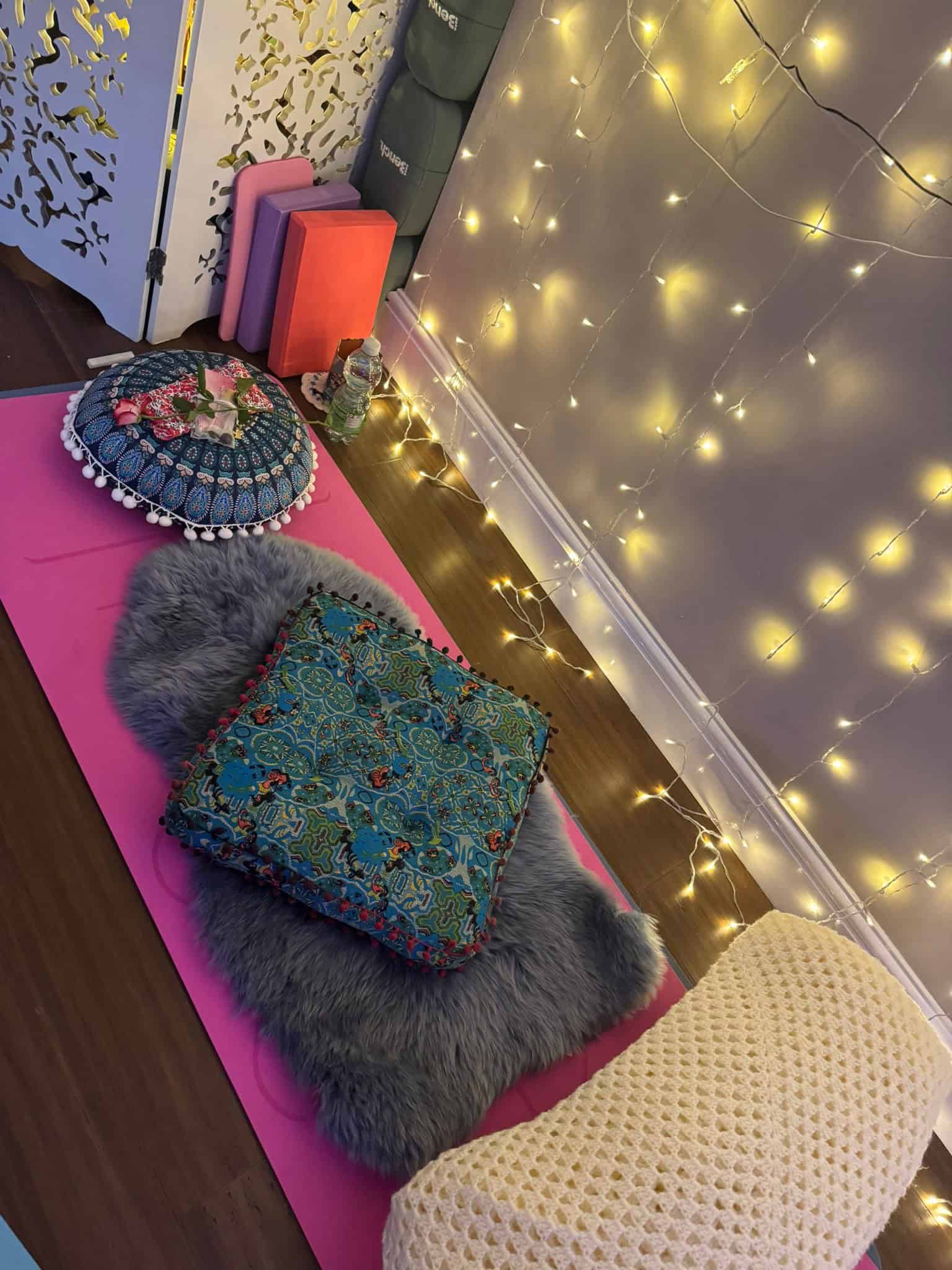 Relaxing yoga set up